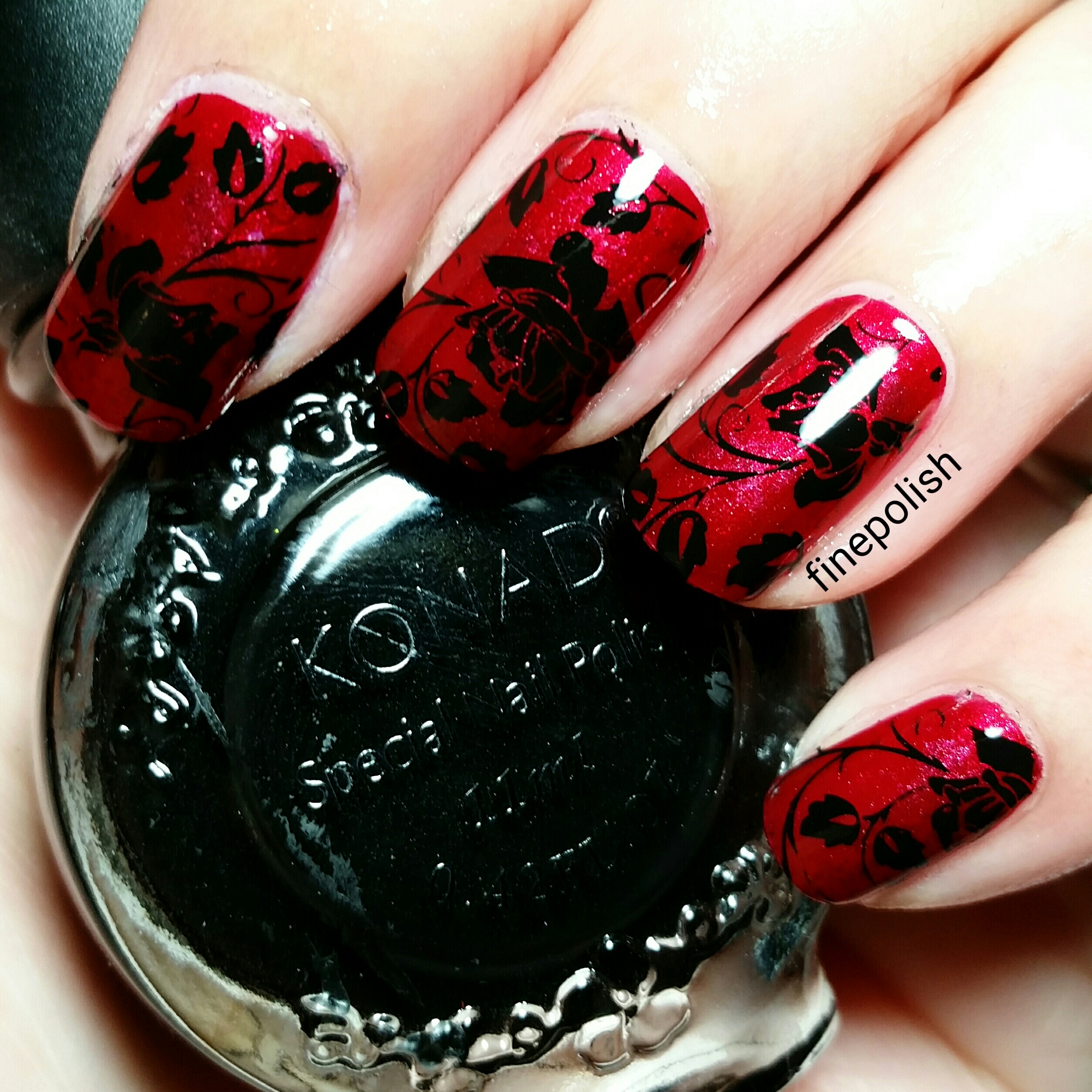 Black Rose Gothic Nail Art | Fine Polish